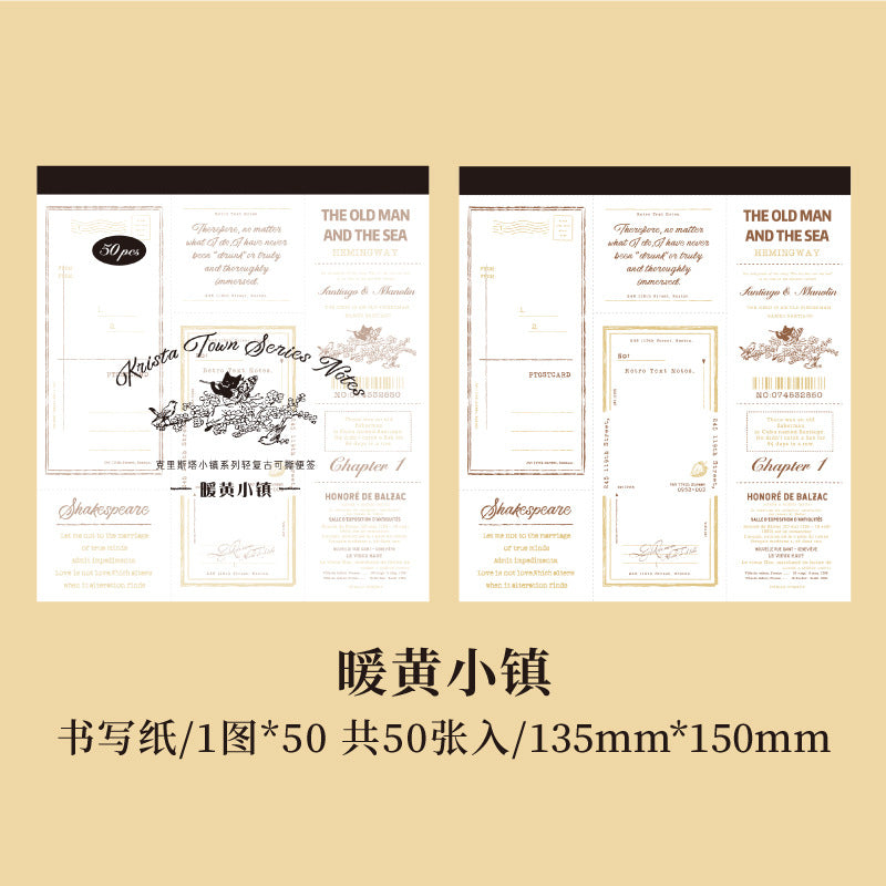 50 Pcs Vintage Notepad Paper KLSTXZ