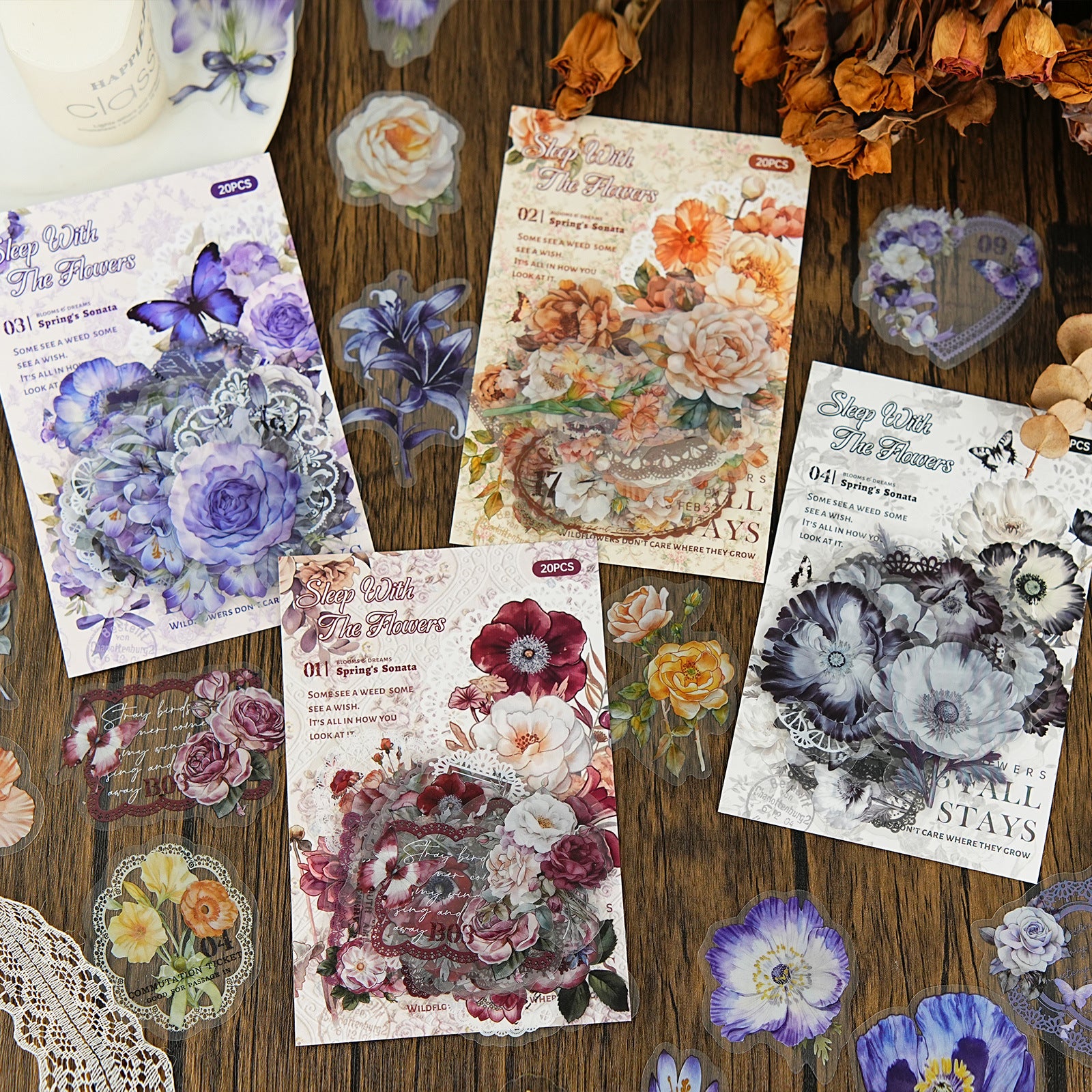 20 Pcs Flower PET Stikers YHGM