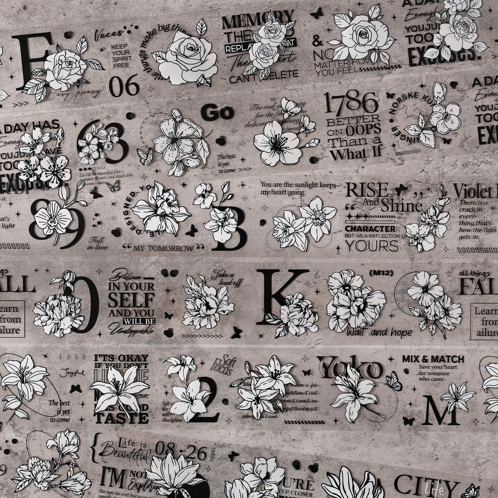 6 Rolls Vintage Floral Letter Number PET Tapes Set MBHJ