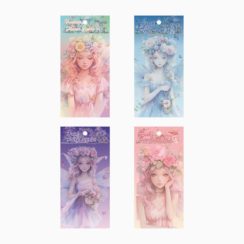 6 Sheets Flower Fairy PET Stickers XYHM