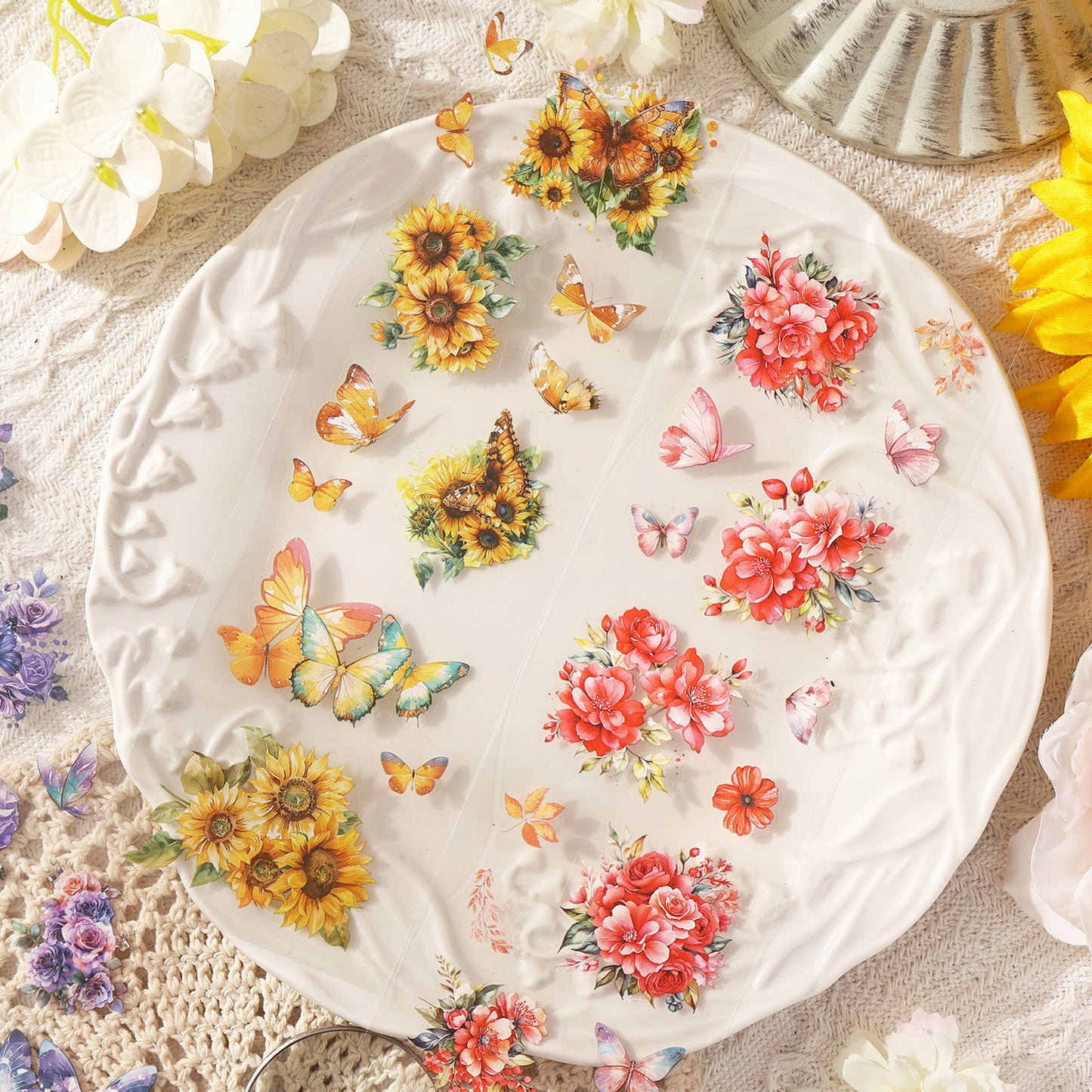 20 Sheets Flower Leaf Butterfly Stickers Book HJYL