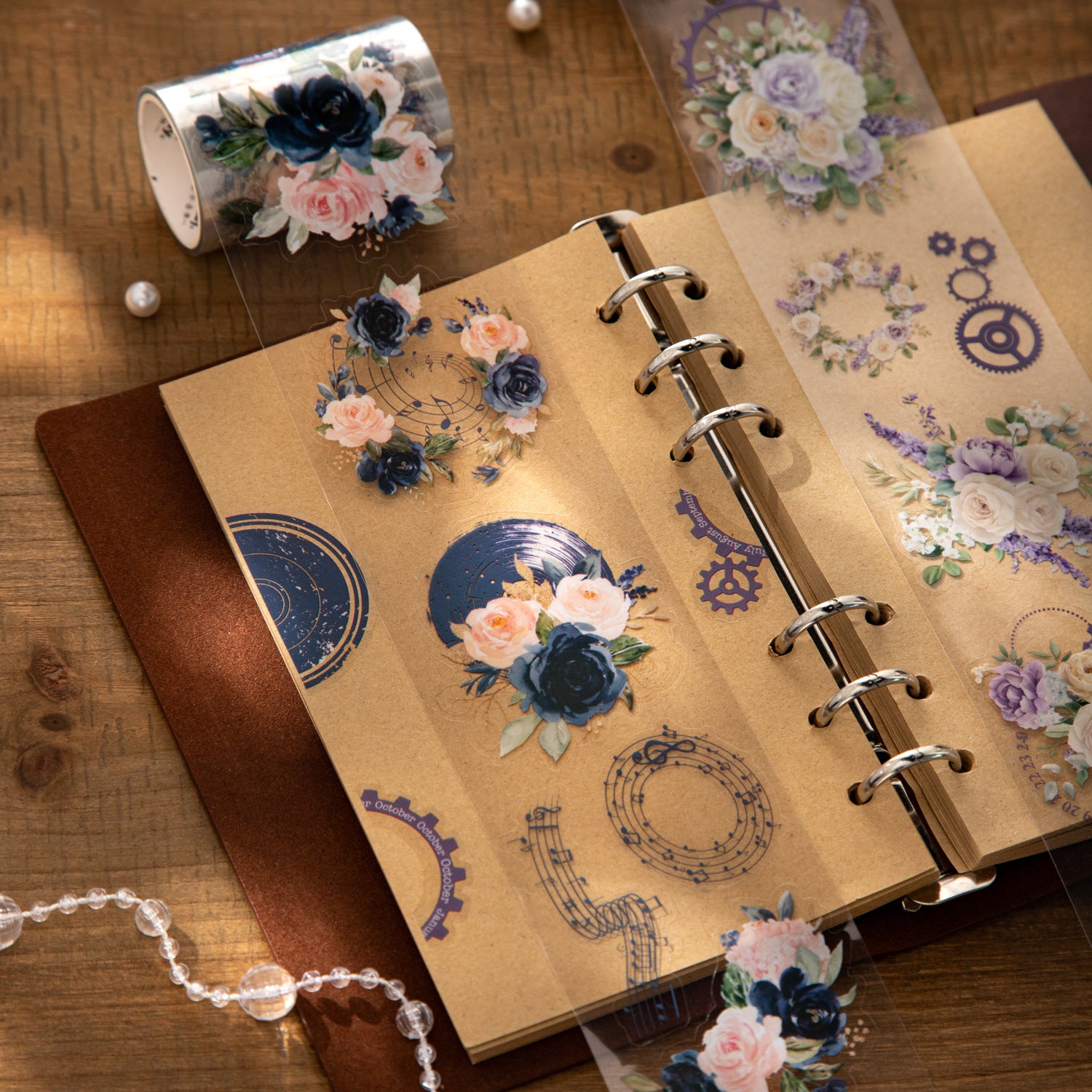 1 Roll Flowers PET Stickers Tape HKXL