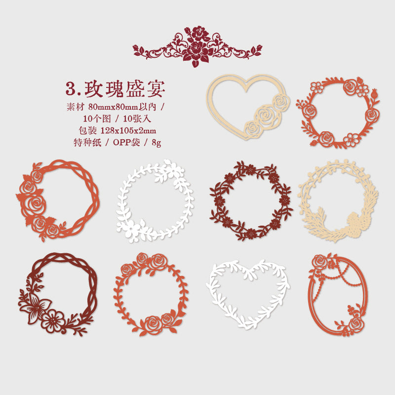 10 Pcs  Wreath Cutlout Paper YYYY