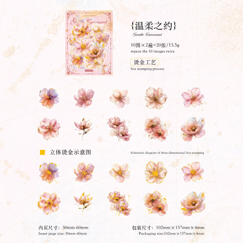 20 Pcs Gliter Flower Stickers FHZS