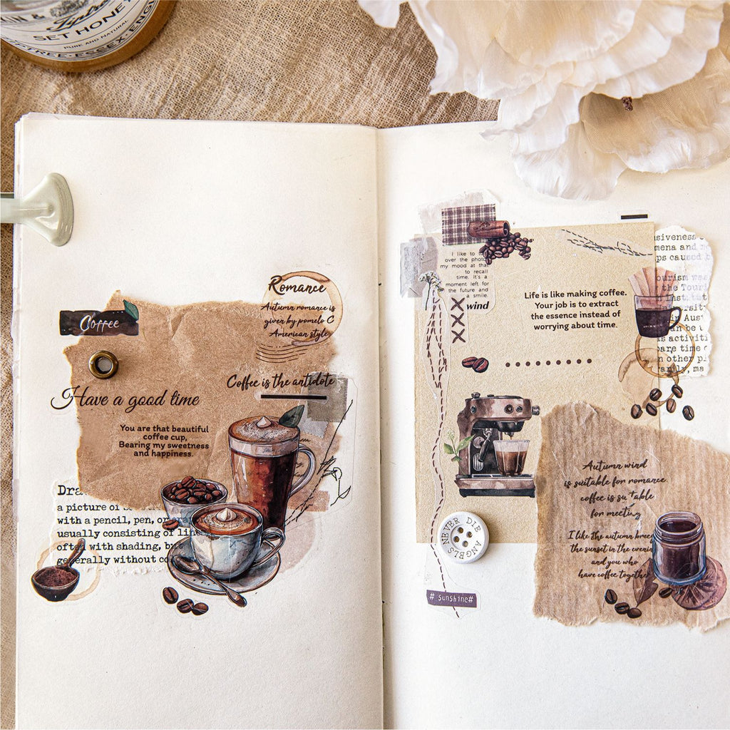 2 Pcs Coffee Time PET Stickers YBKFSJ