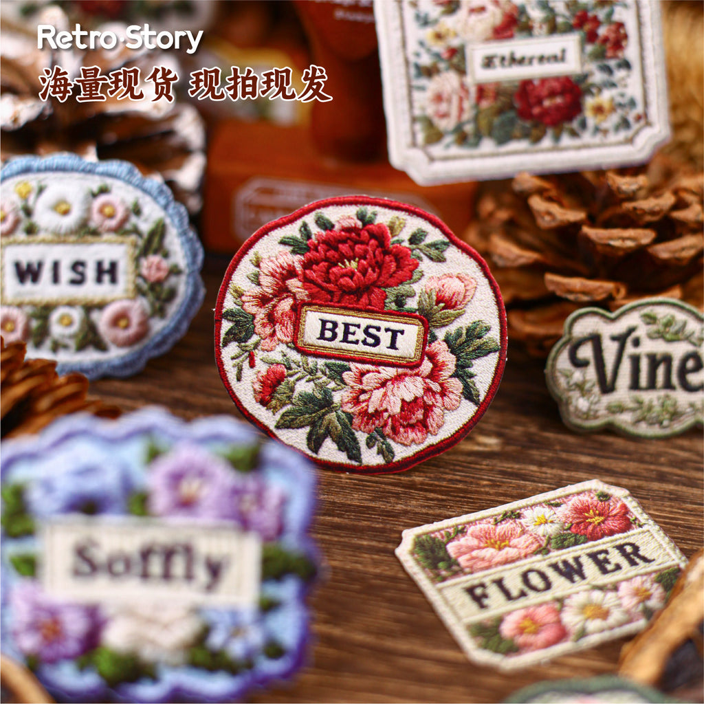 20 Pcs Embroidered Label Themed Cardstock Stickers BDXL