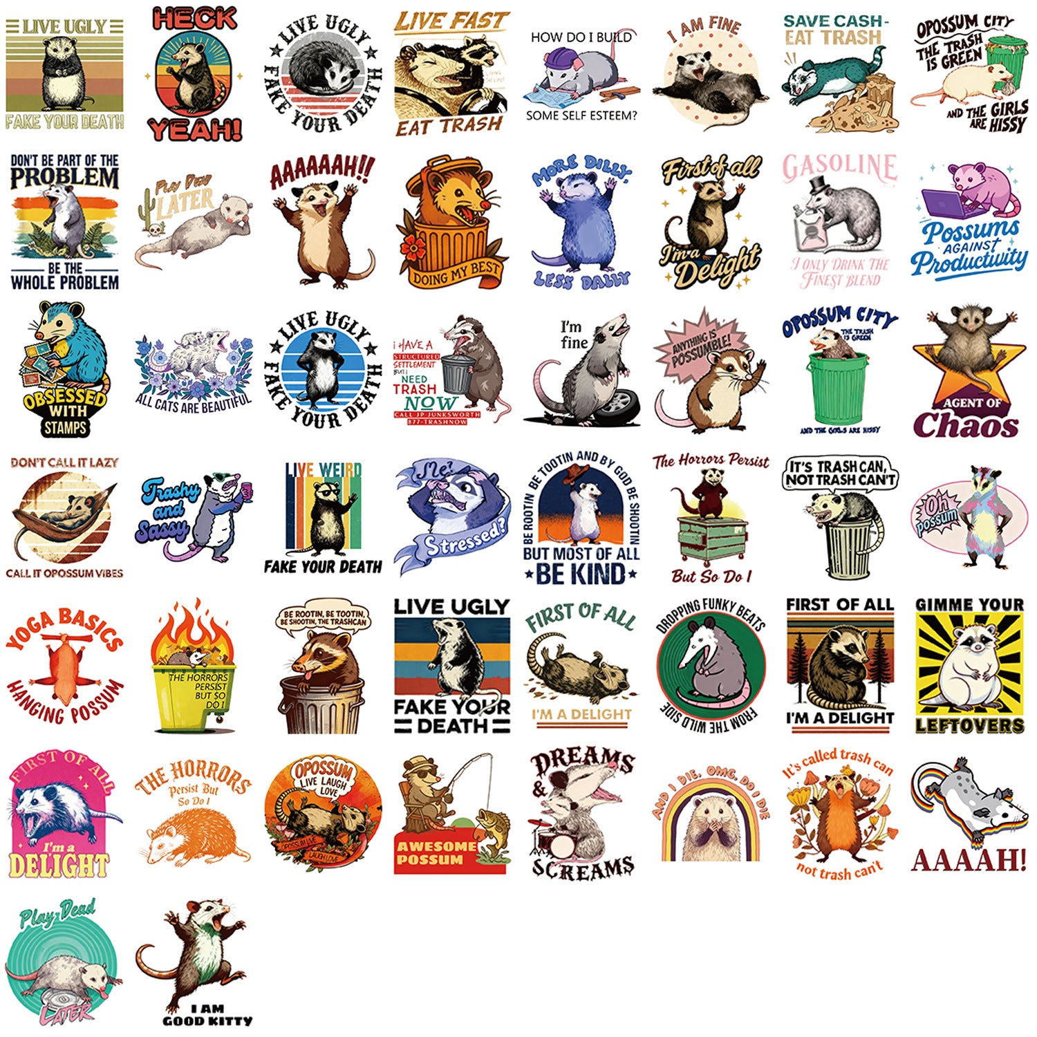 50PCS Funny Sarcastic Meme Vinyl Stickers FUN07
