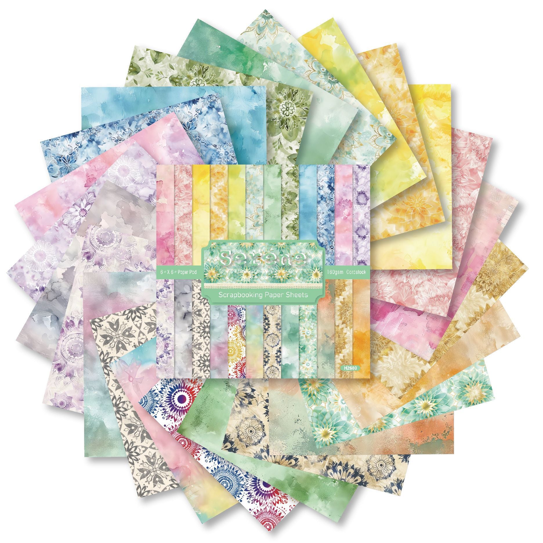 6 inch Serene Scrapbook Paper Pad SKP603
