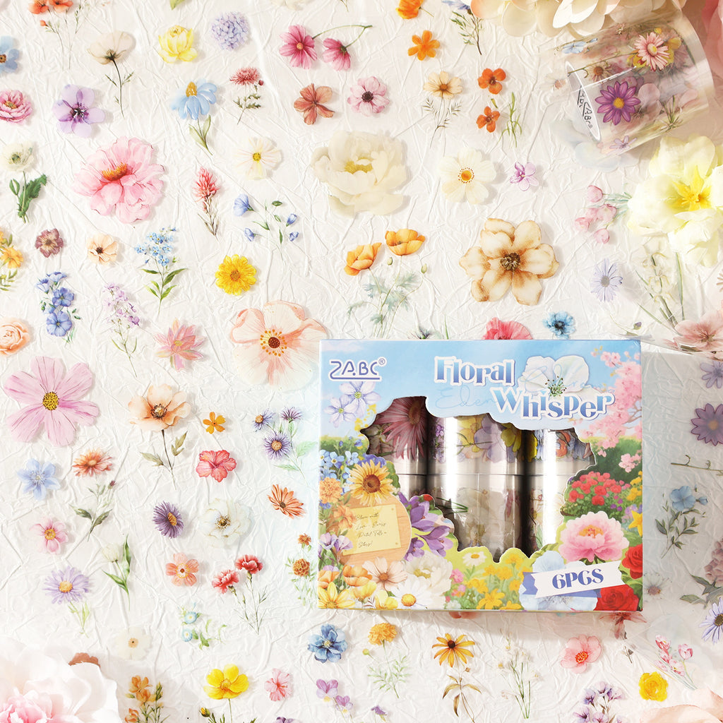 6 Rolls Wildflower PET Stickers Tapes Set FFXS