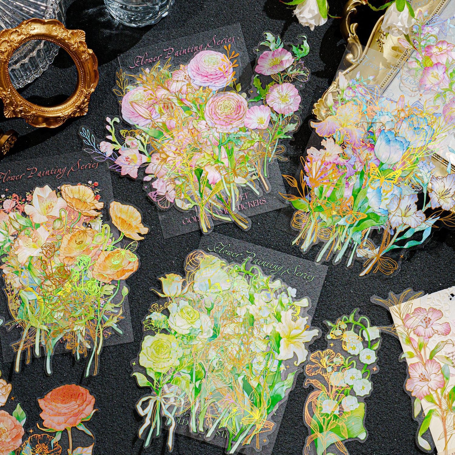 10 Pcs Flowers PET Stickers HHJX