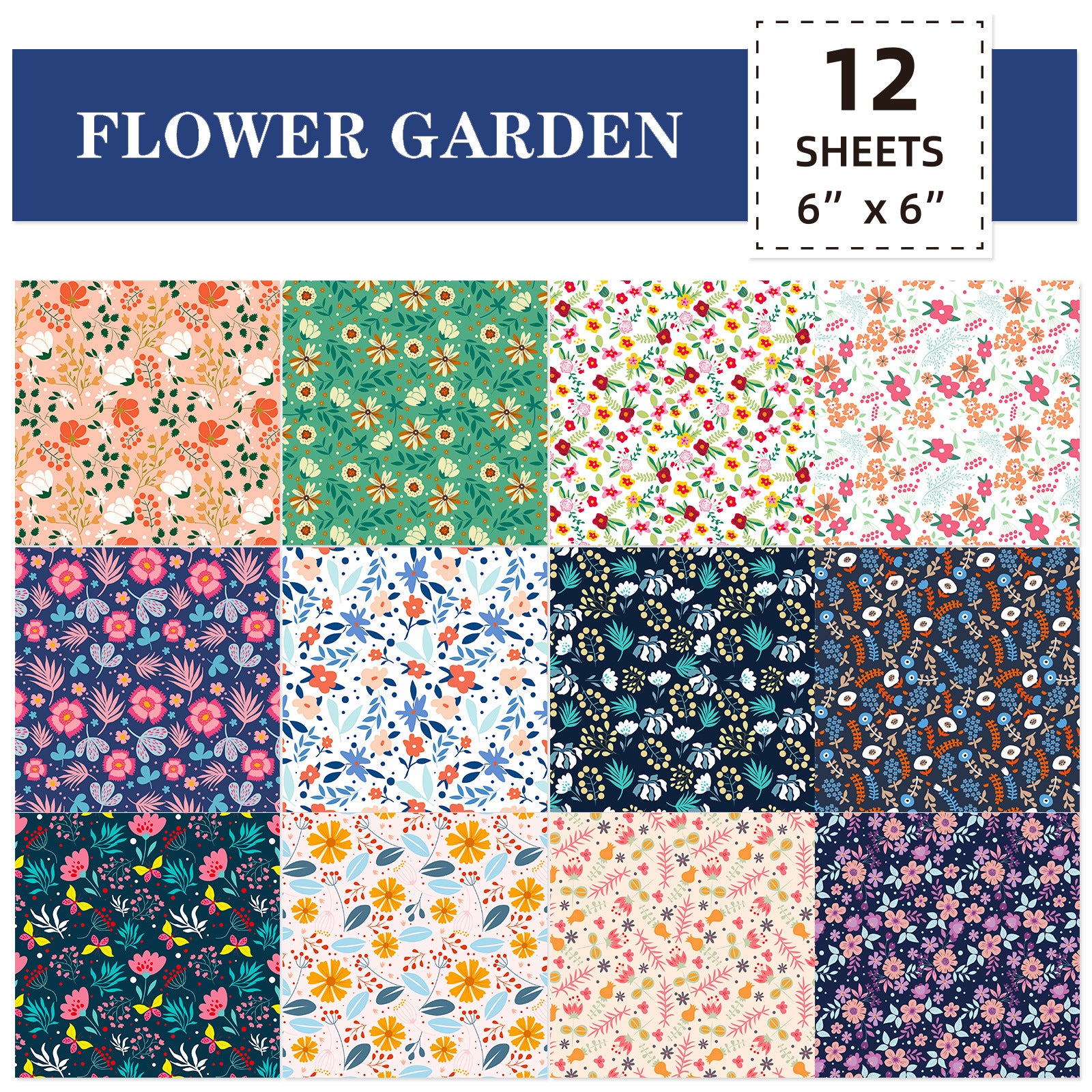 6 inch Boho Floral Scrapbook Paper Pad PA268