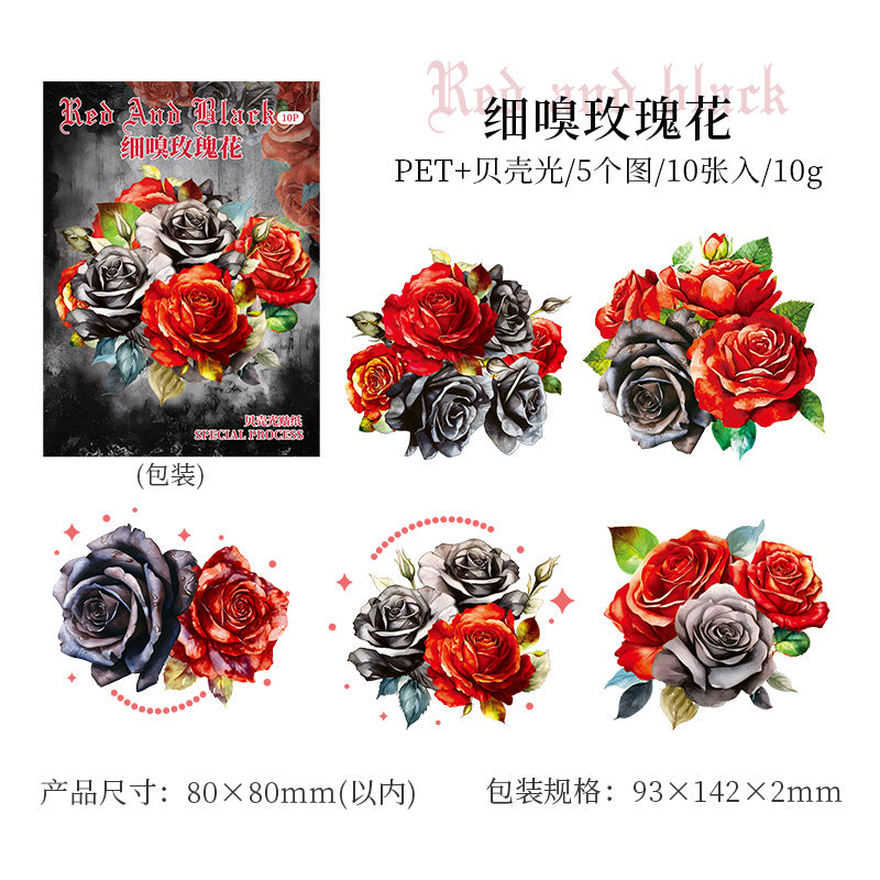 10 Pcs PET Flower Stickers HYH