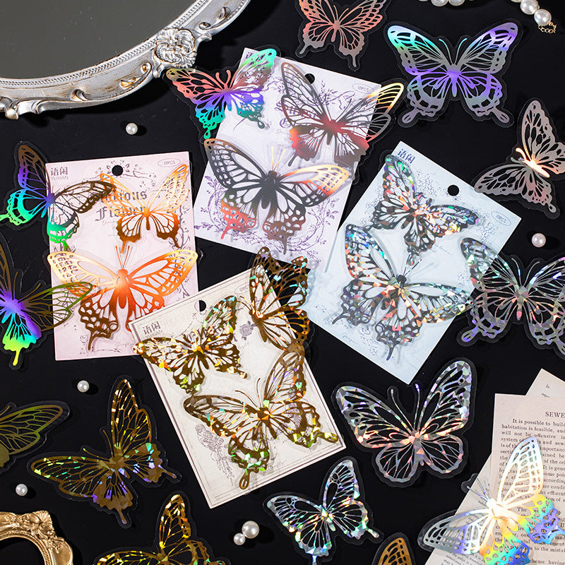 10 Pcs Laser PET Butterfly Stickers