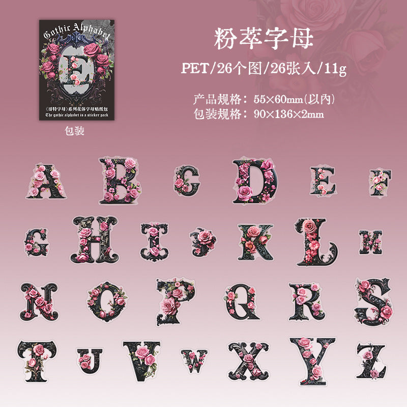 26 Pcs Gothic Letter Stickers GTZM