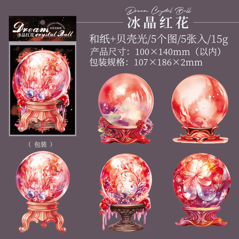 5 Pcs Crystal Ball PET Stickers MHSJ