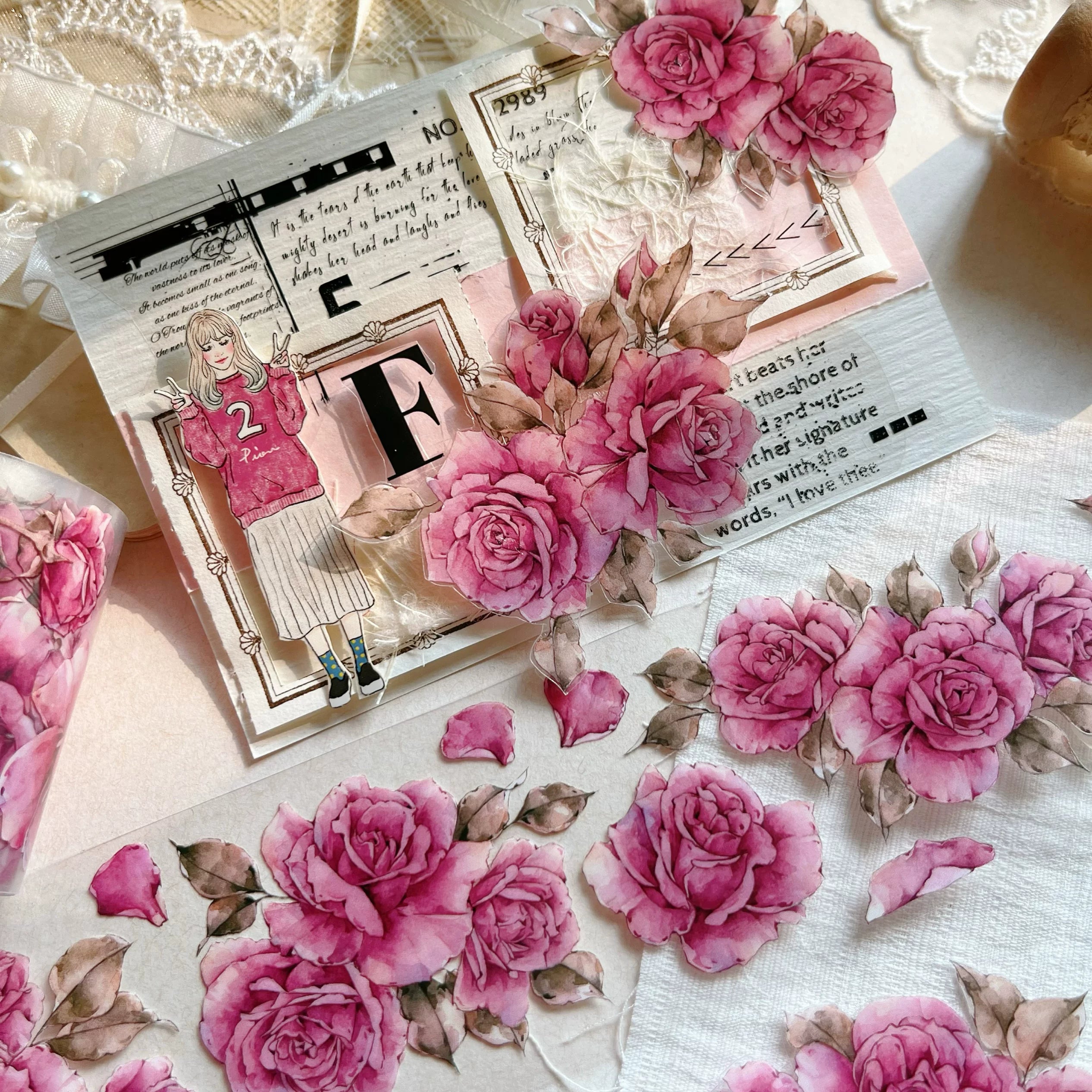 Floral Decorative Tape Rolls- Roseate Visage