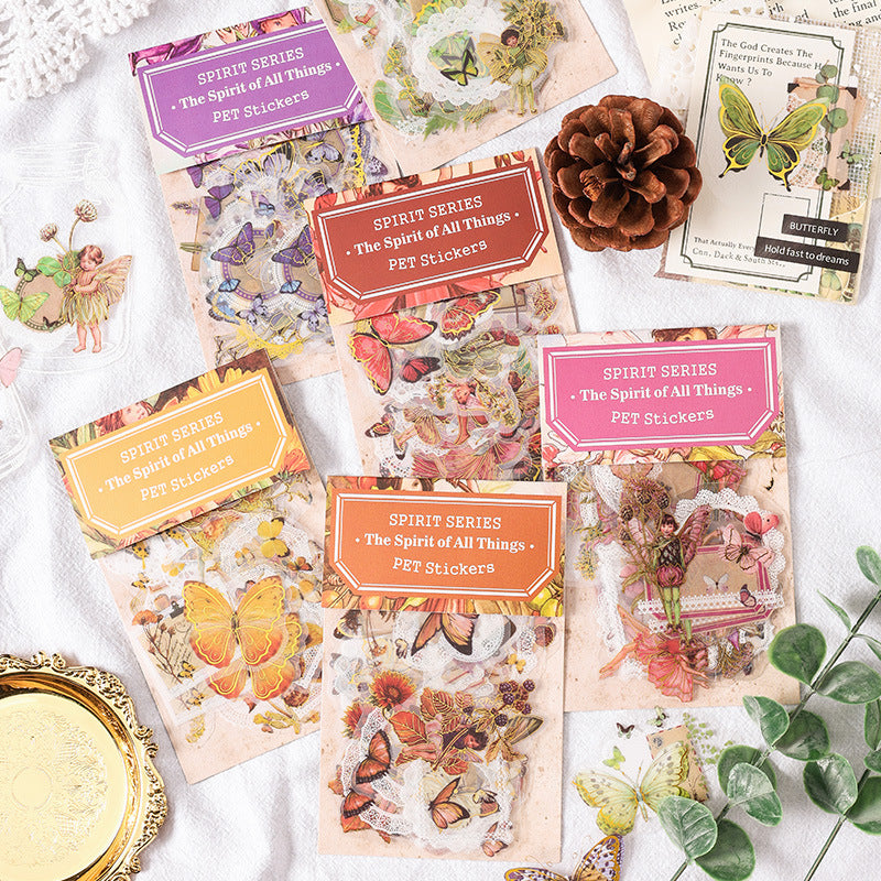 30 Pcs Plants Fairy Gold Foil PET Stickers WWZL