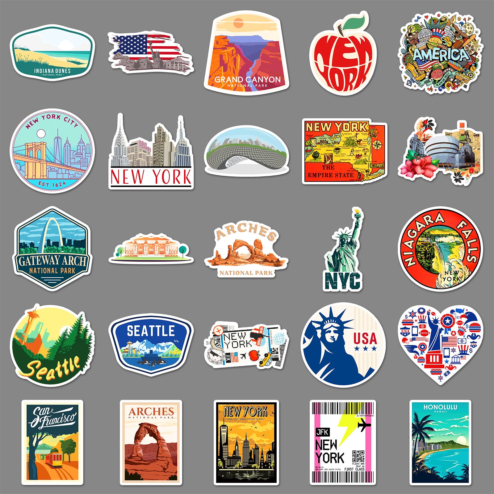 50Pcs United States Travel Vinyl Stickers TRV10