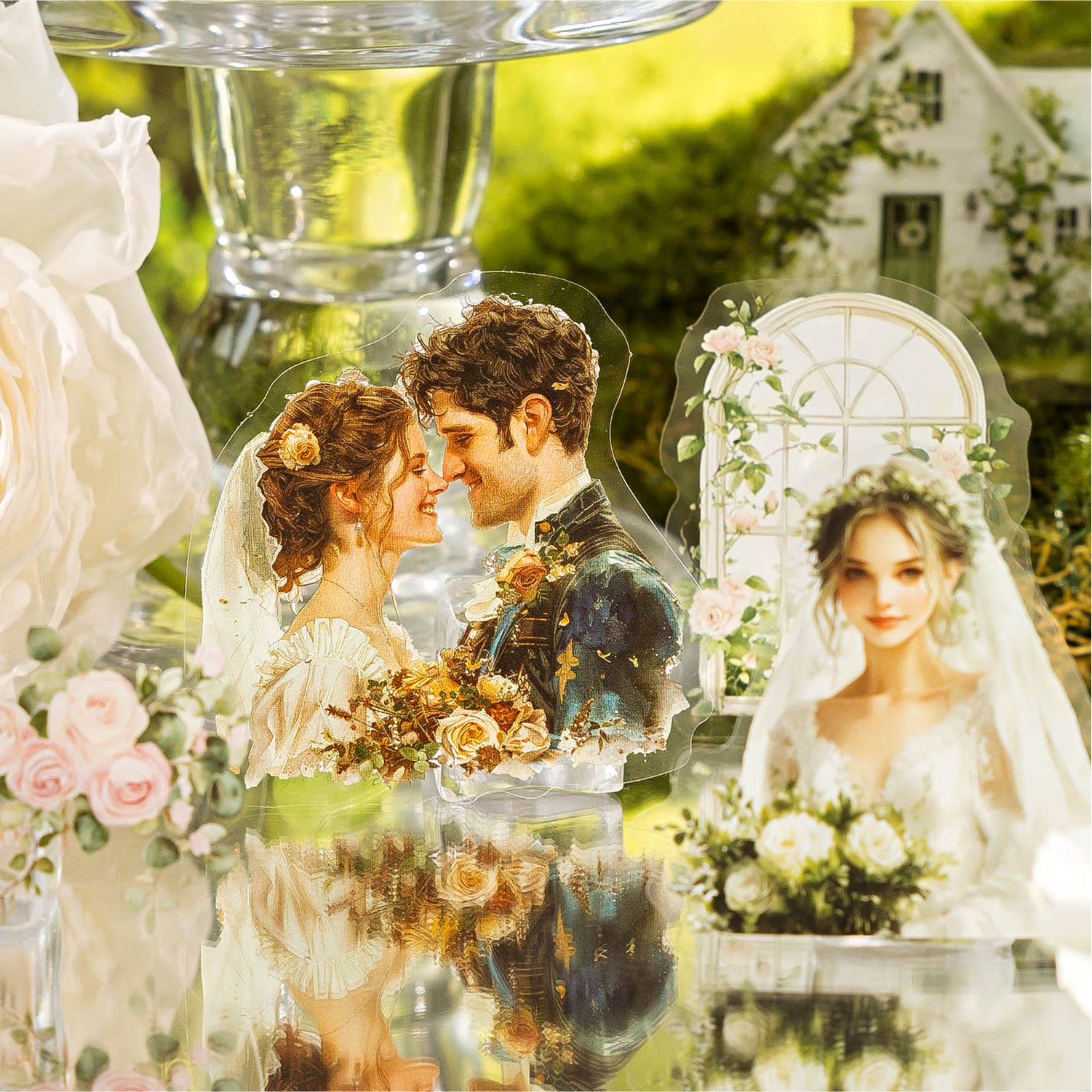 40 Pcs Couple Wedding Theme PET Stickers TMXQ