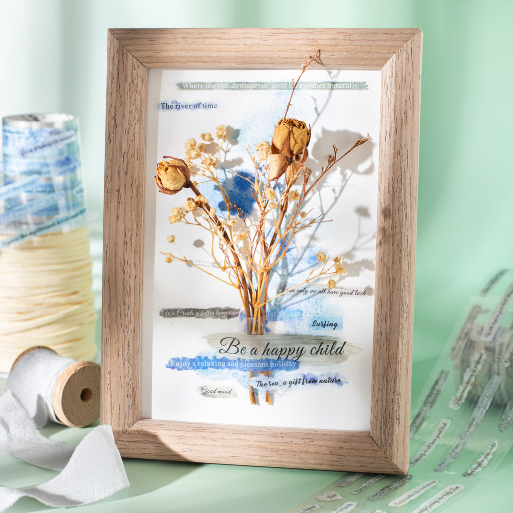 1 Roll Watercolor Quote PET Stickers Tape XBWSC