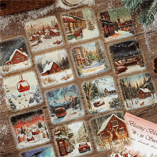 15 Pcs Winter Aurora Themed PET Stickers XJSP