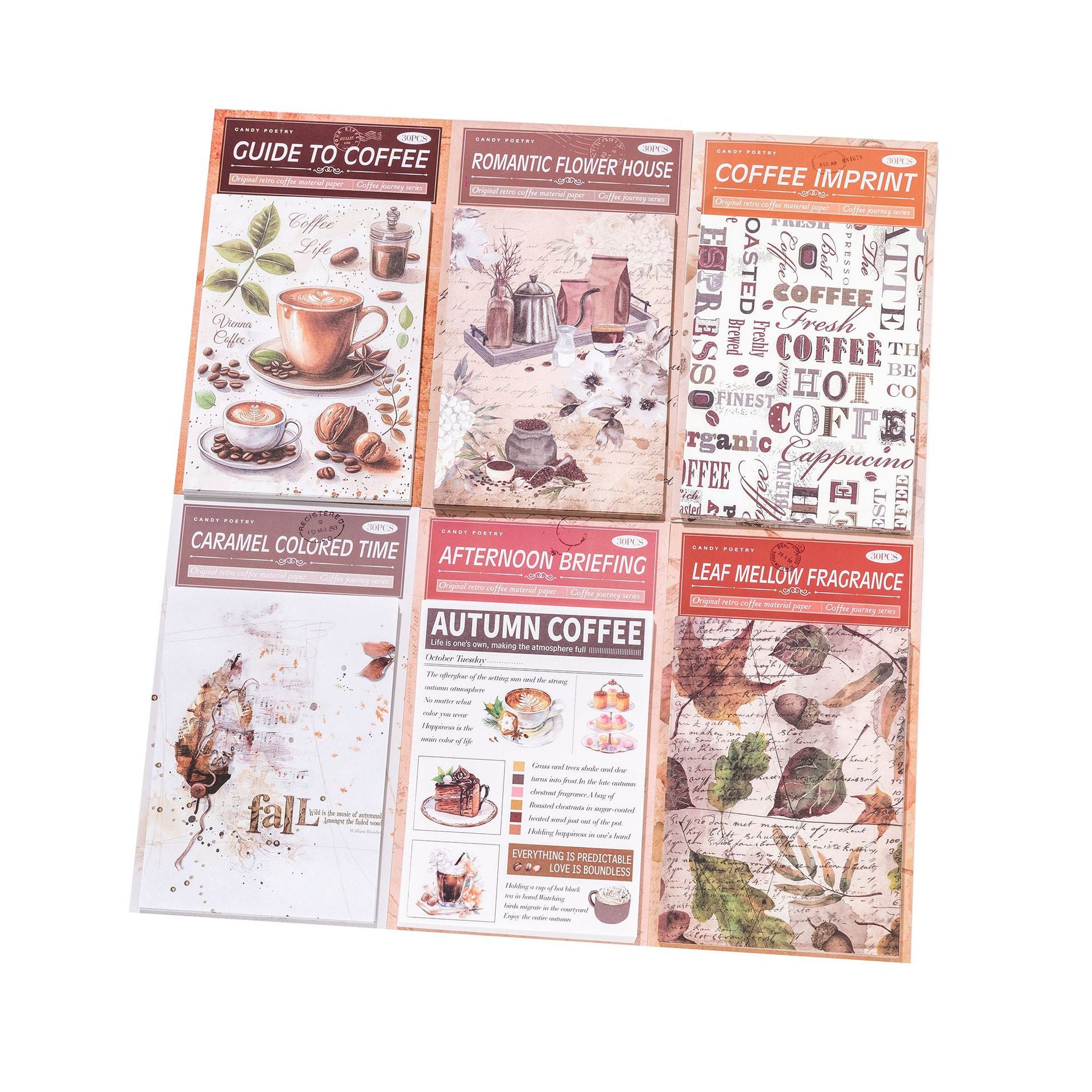 30 Pcs Coffe Theme Junk Journal Paper KFZL