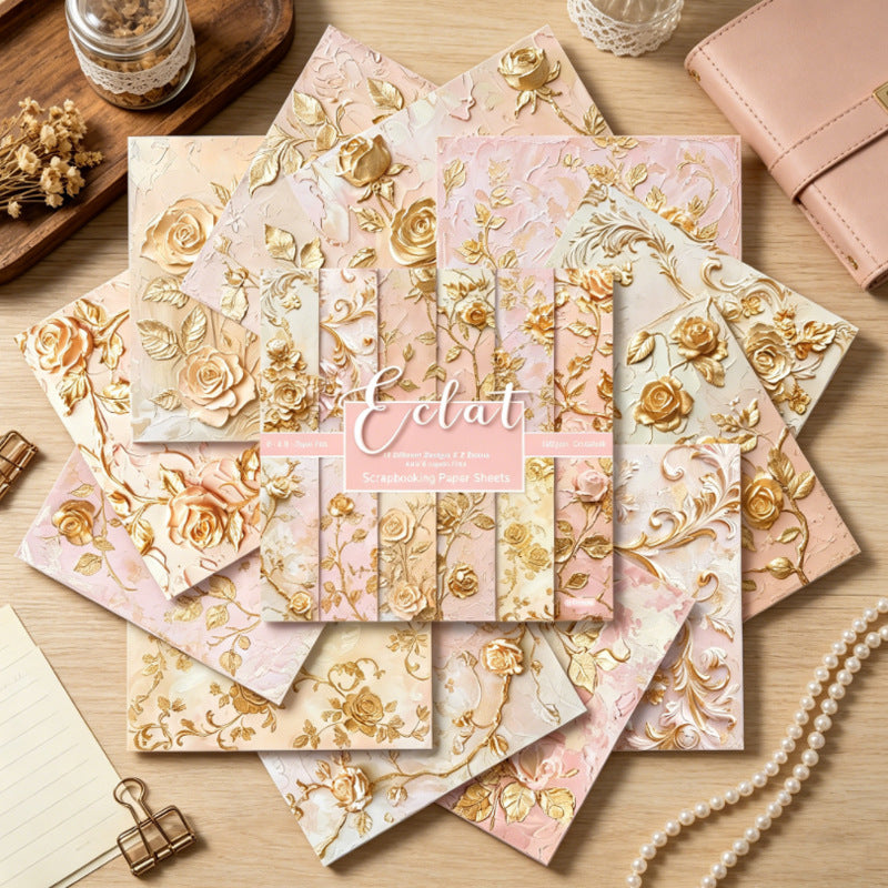 6 Inch Gilded Rose Scrapbook Paper SKP036B