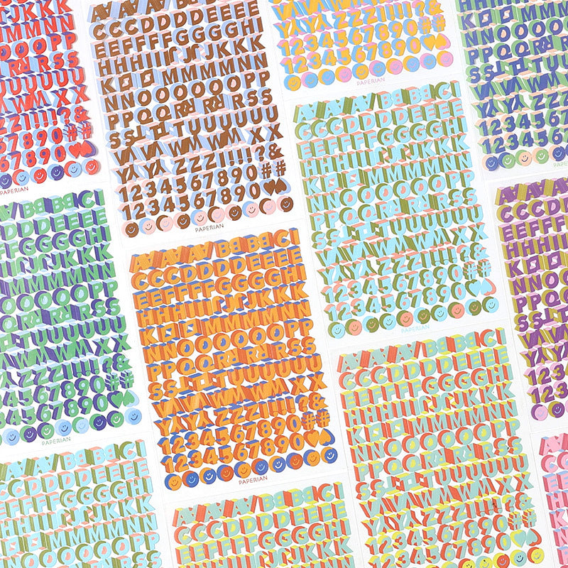 10 Sheets 3D View Alphabet Letter PET Stickers LTLD