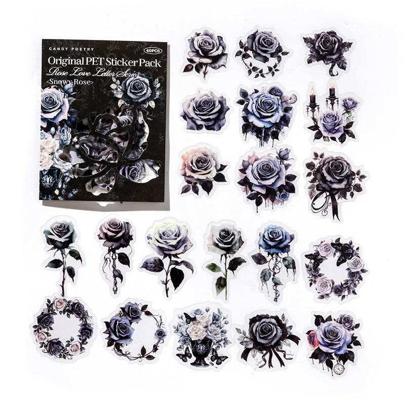 40 Pcs Vintage Rose Stickers MGQS
