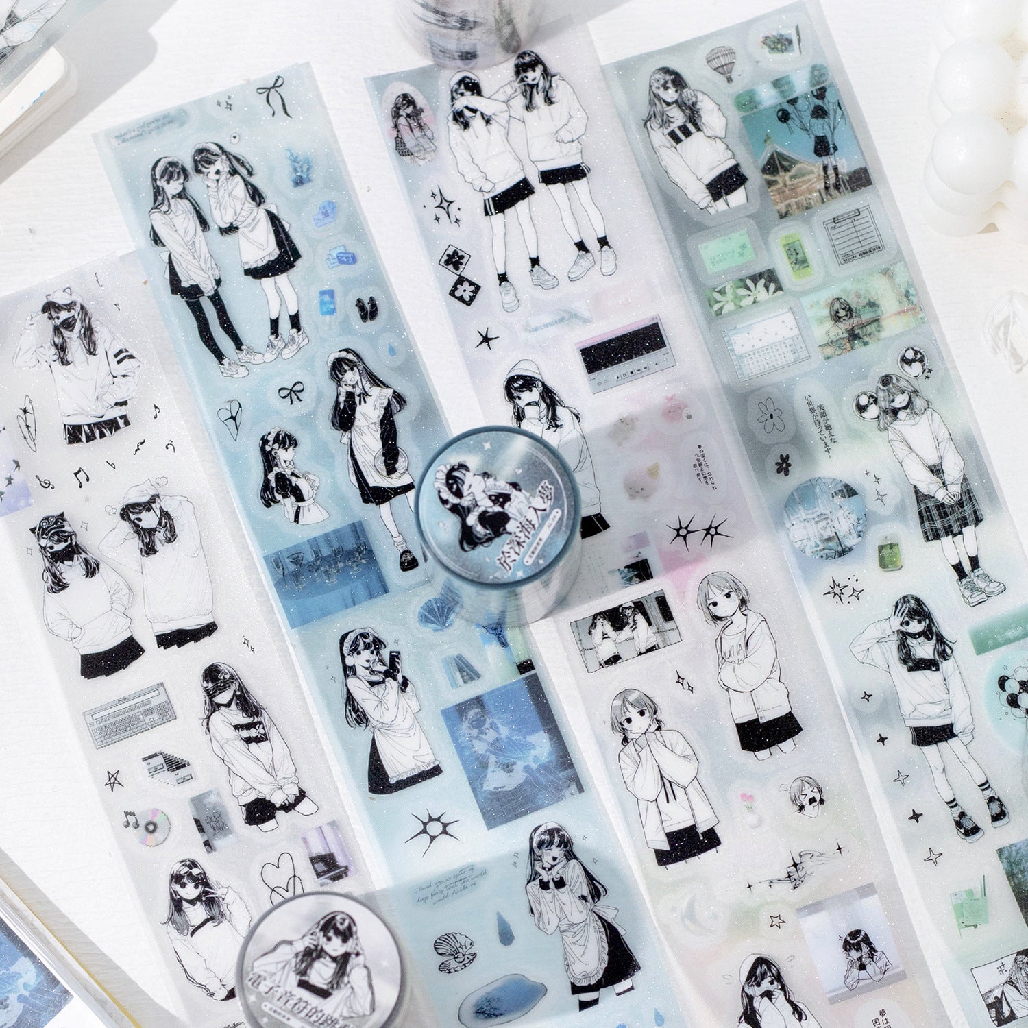 1 Roll Comic Girl PET Stickers Tape WXDSJ