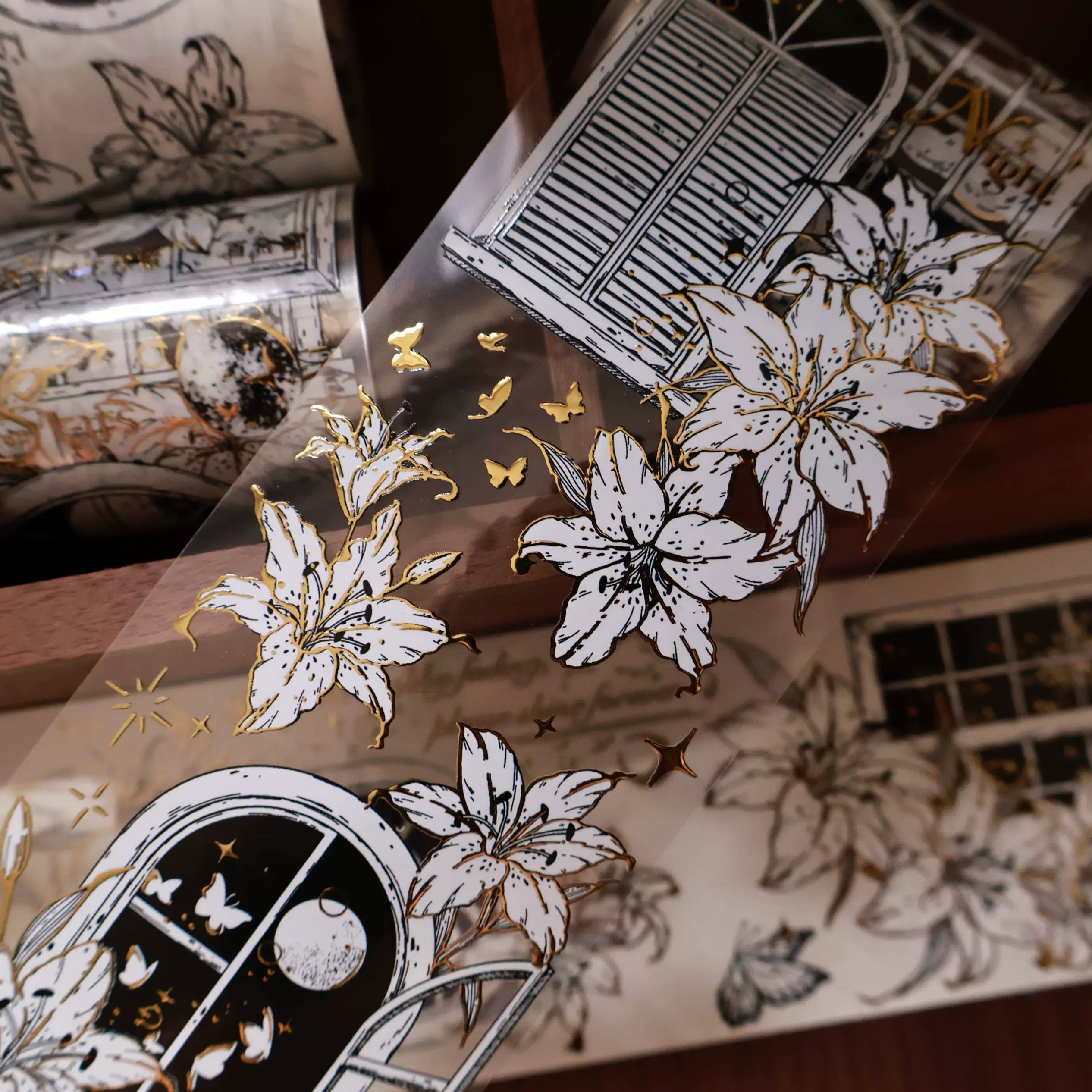 Floral Decorative Tape Rolls- Lily Lattice