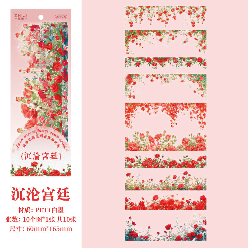 10 Pcs Flower Vine PET Stickers QMHJ