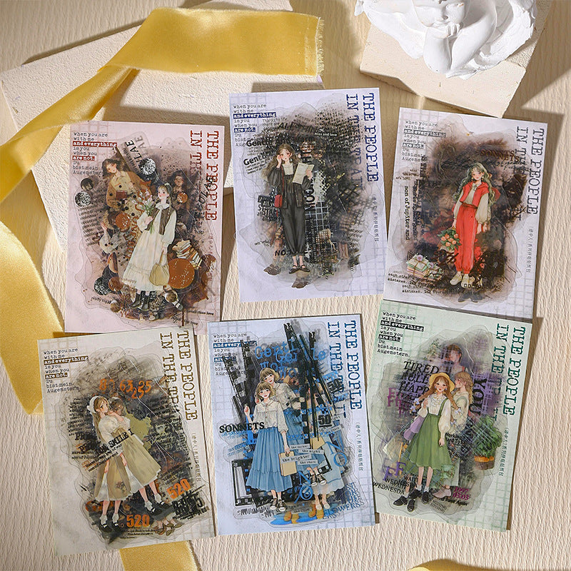 20 Pcs School Girl Collage PET Stickers JZR