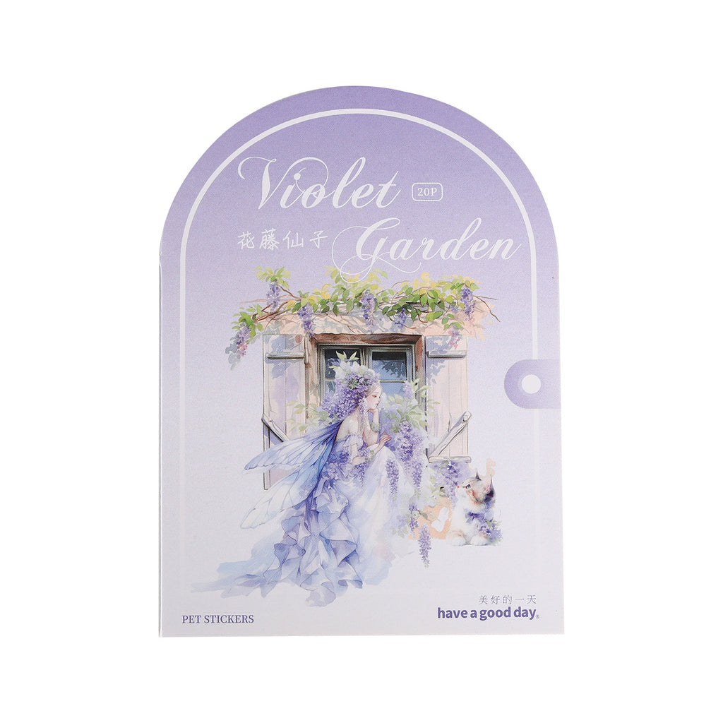 20 Pcs Purple Flower Girl Garden PET Stickers ZLLHY