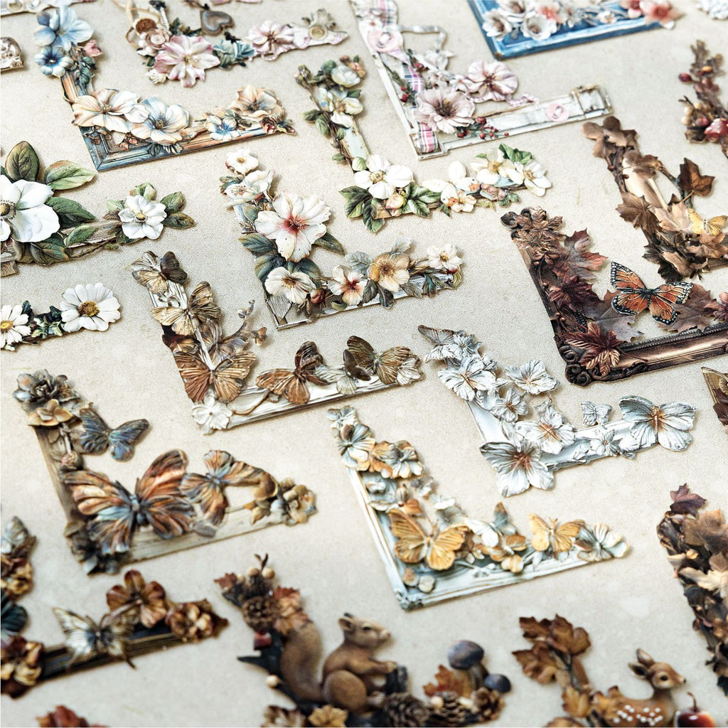 20 Pcs Floral Scrabook Corner Stickers MSSY