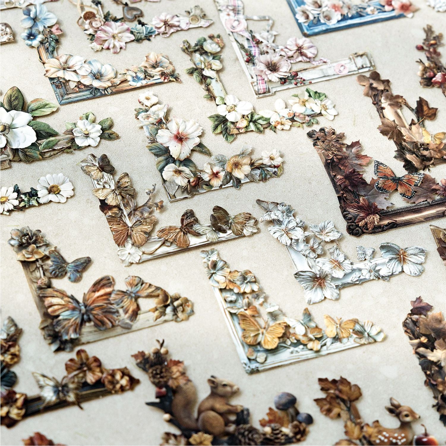 20 Pcs Floral Scrabook Corner Stickers MSSY