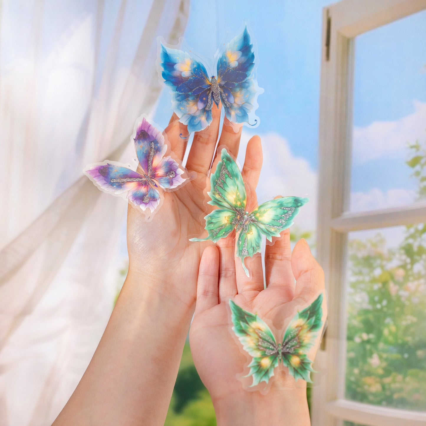 20 Pcs Butterfly PET Stickers LGHD