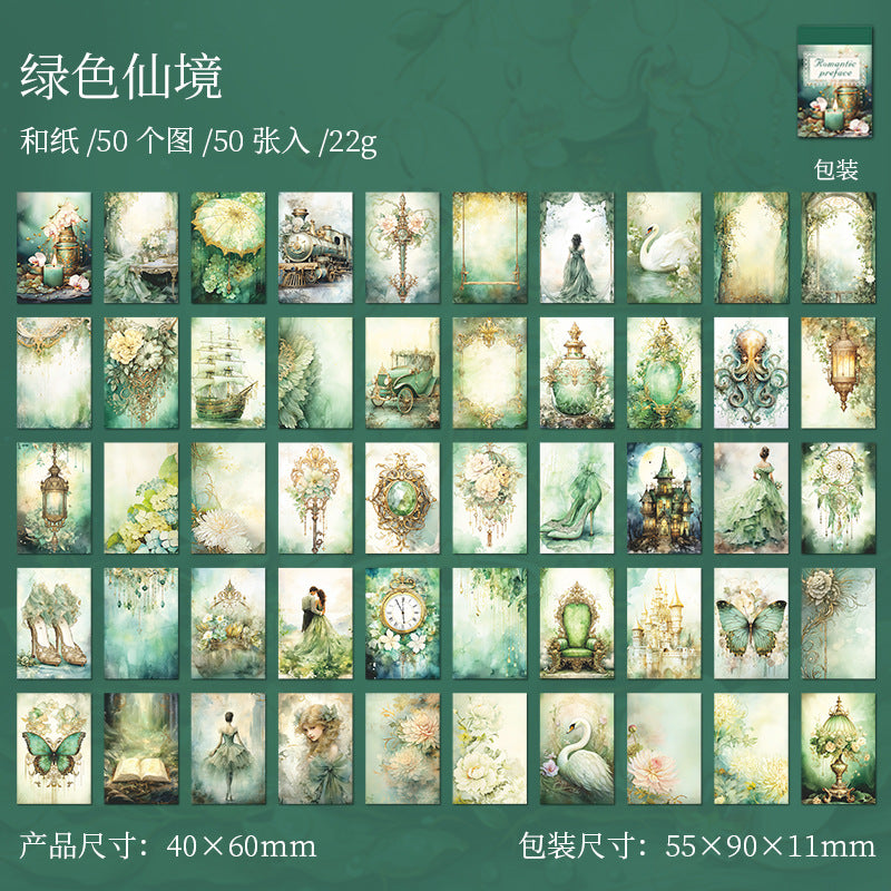 50 Pcs Vintage Washi Stickers Book LMXZ