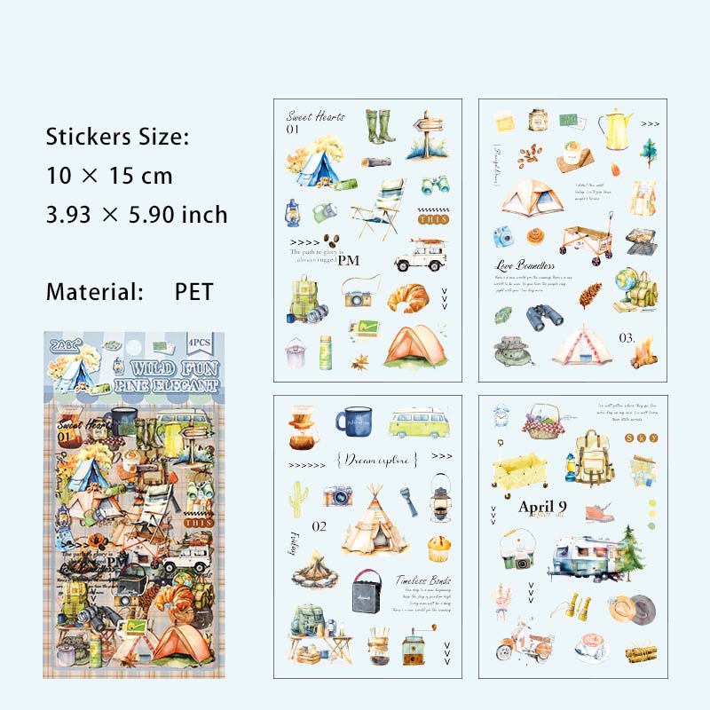 4 Sheet Rest Time Theme PET Stickers YMCX