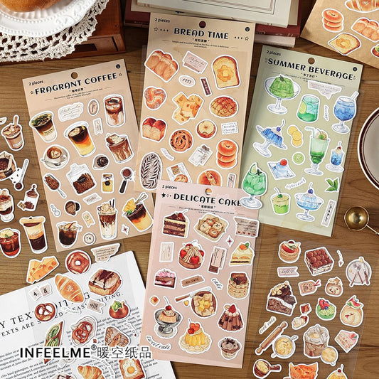 2 Sheets Coffee Dessert Stickers TFRJ