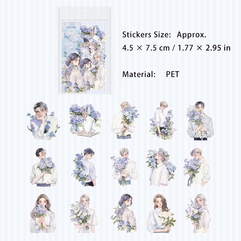 30 Pcs Flower Boy Girl PET Stickers HYNH