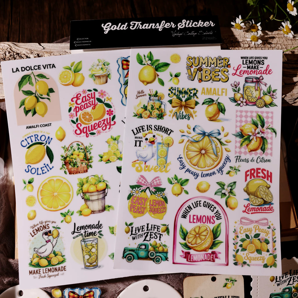 2 Sheets Waterproof Rub on Stickers - Lemmon
