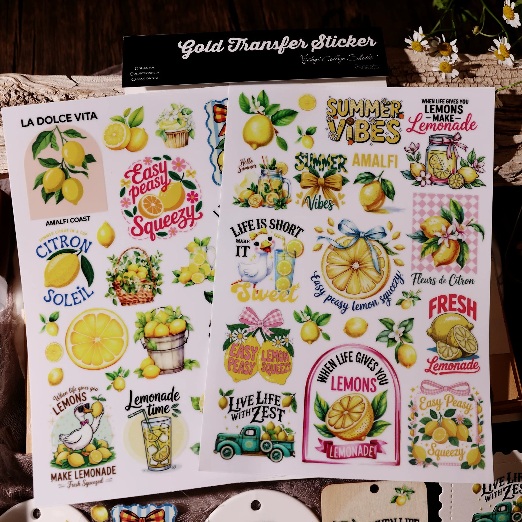 2 Sheets Waterproof Rub on Stickers - Lemmon