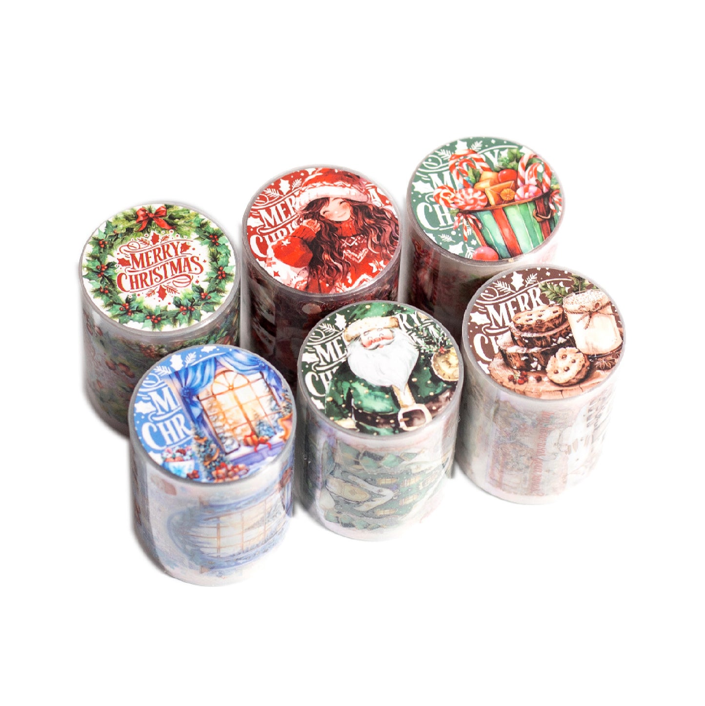 1 Roll Diecut Glitter PET Chirstmas Stickers Tape SDKL