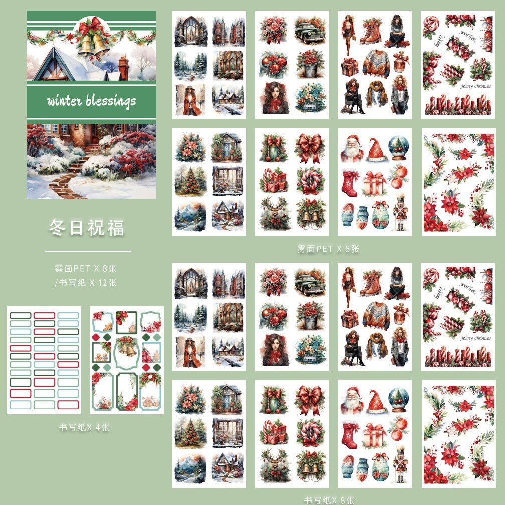 20 Sheets A5 Christmas Flower Stickers Book DHSDHD