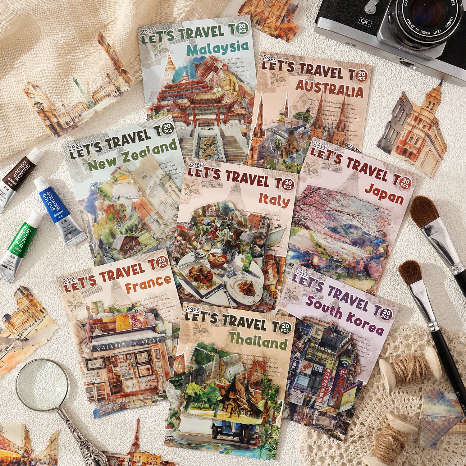20 Pcs World Travel PET Stickers LTMJ