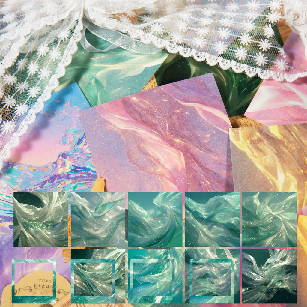 25 Pcs Water Texture Scrapbook Paper and Frame Stickers SCPZ