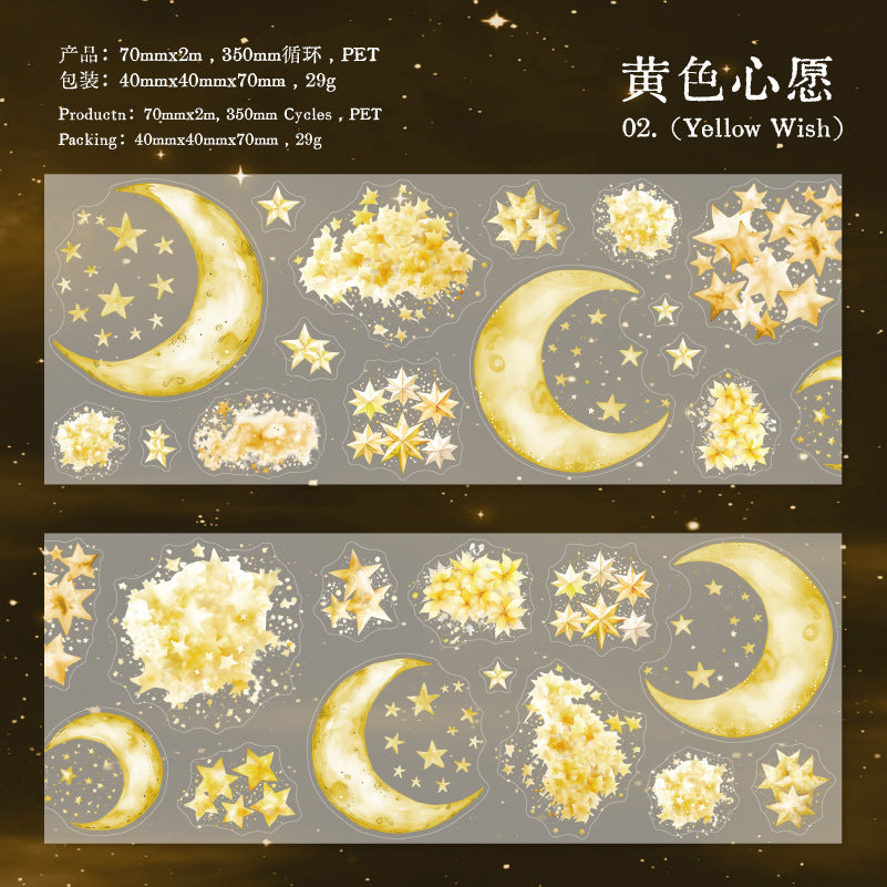 1 Roll Pre-cut Moon Star PET Stickers Tape XXSY