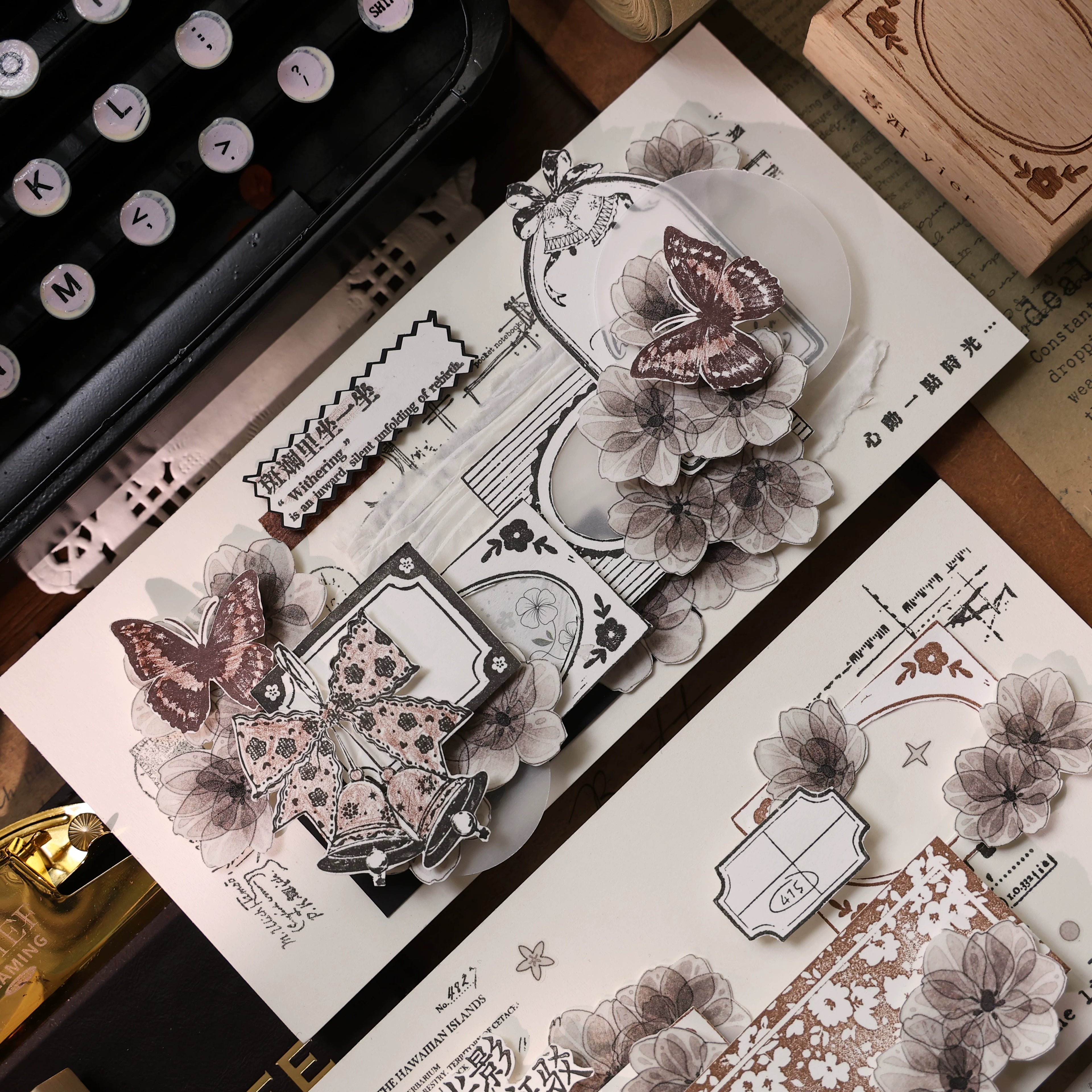 Floral Decorative Tape Rolls- Shadowed Petals
