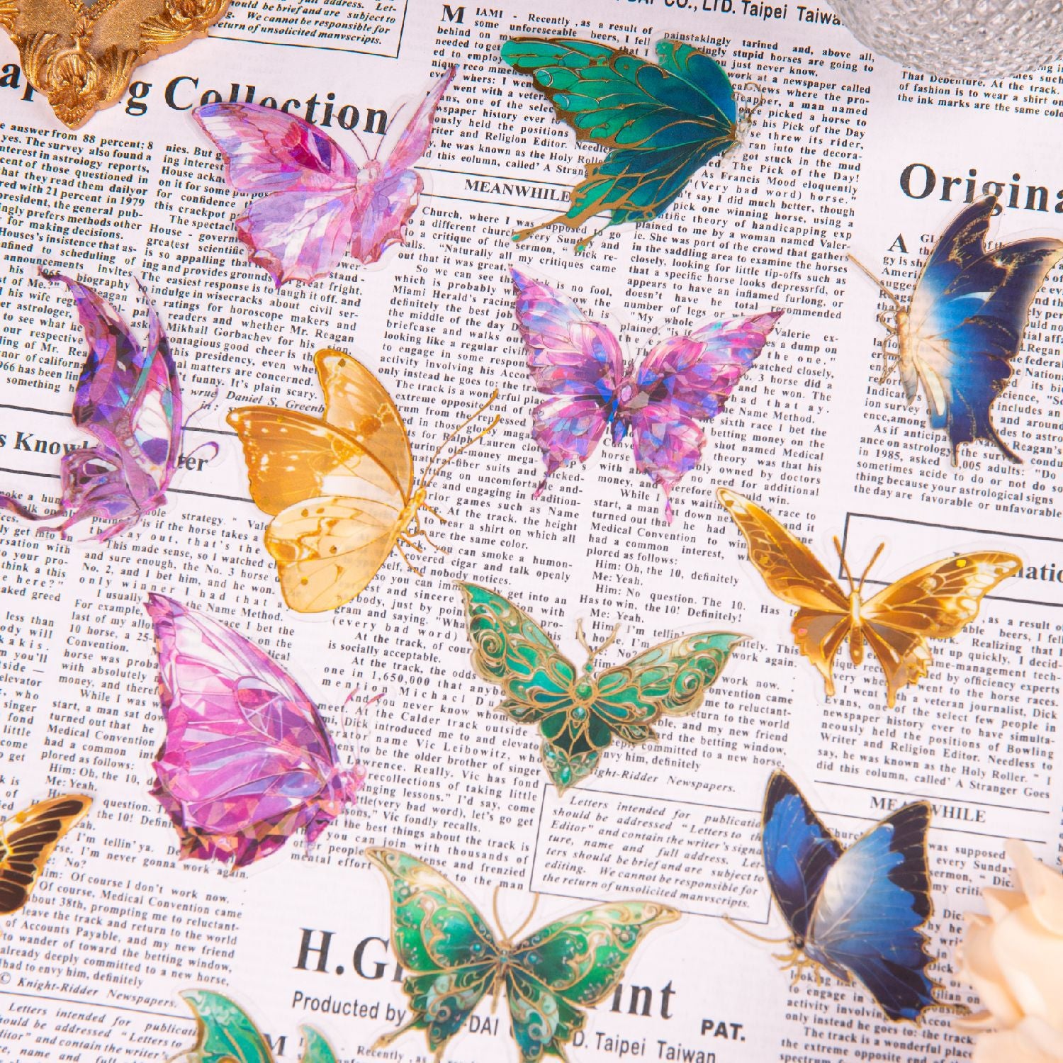 20 Pcs Holographic PET Butterfly Stickers PWLD
